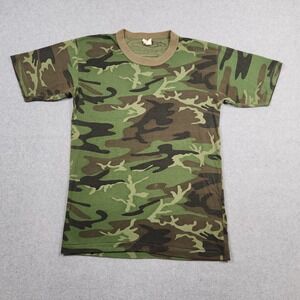 Vintage Camouflage Shirt Medium Green Woodland Camo Hunting True Think  80s